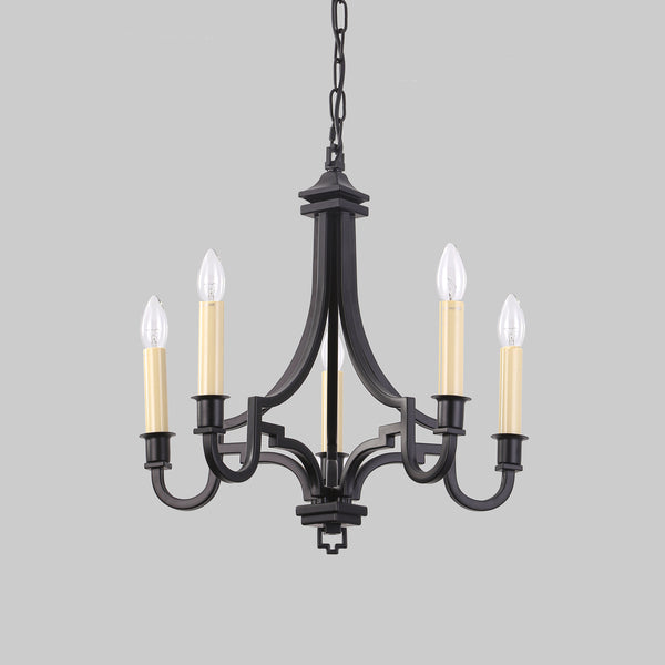 Five Arm modern Kalani chandelier in matt black finish