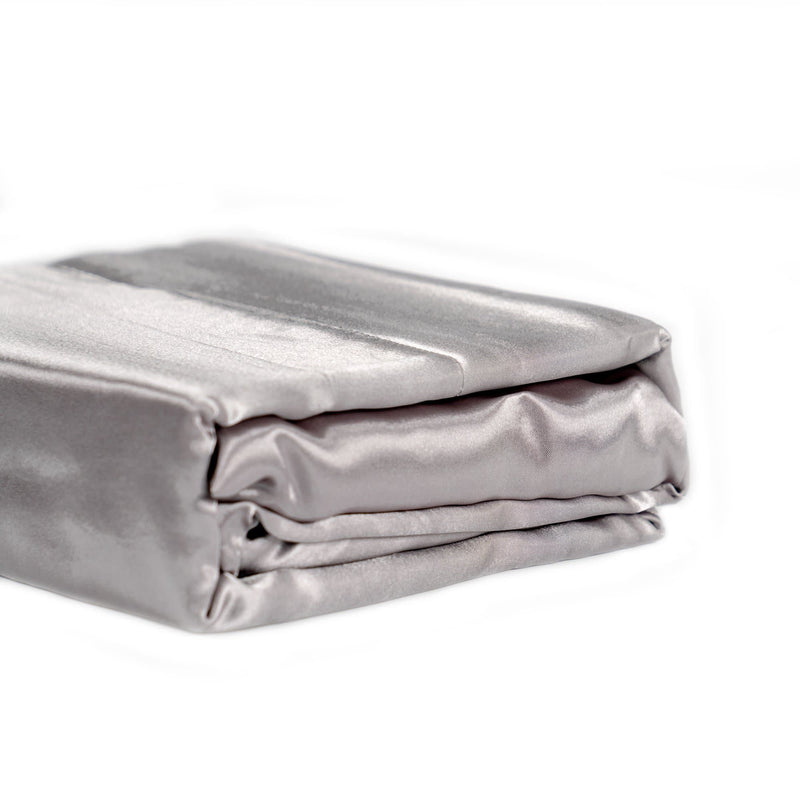Satin Sheet Set Queen Or King Size Silver Ivory And Deene 6981