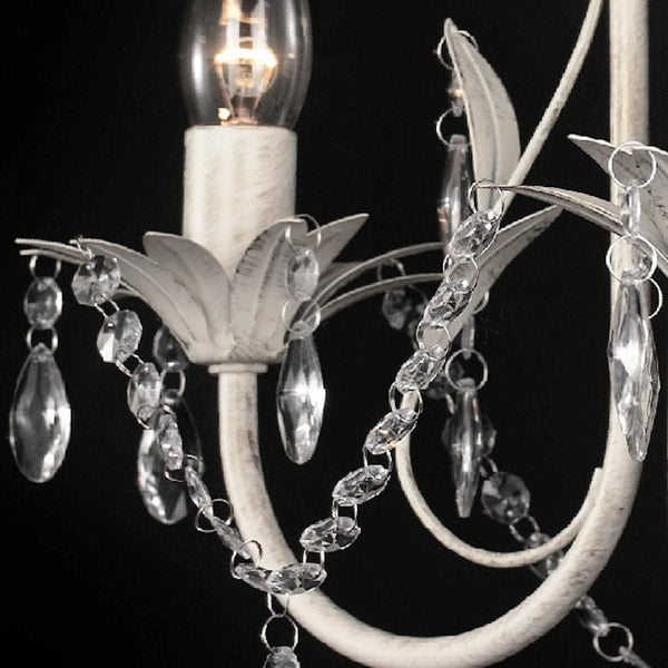 distressed white shabby chic chandelier with glass crystals